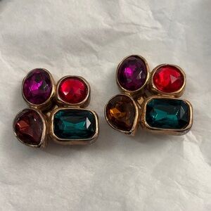 Vibrant Jewel-Toned Cluster Earrings